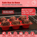 6 Cups Jumbo Muffin Pan,Silicone Cupcake Pan for Baking Food Grade Silicone Non Stick - Upgraded Thickened