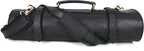 Leather Knife Roll Storage Bag, Elastic and Expandable 10 Pockets, Adjustable/Detachable Shoulder Strap, Travel-Friendly Chef Knife Case (Cerulean Black, Leather)