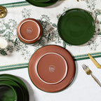 GZG Ceramic Dinner Plates Set of 4, 10.25 Inch Speckled Stoneware Plates with Clay-Tone Base, Large Ceramic Plates for Steak, Salad, Pizza, Microwave Oven Dishwasher Safe