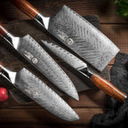 YARENH Knife Set with Magnetic Block 5 Piece, Professional Kitchen Knife Set, 73 Layers Damascus High Carbon Stainless Steel, Natural Sandalwood Handle, Sharp Chef Knife