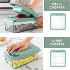 ook with Color Vegetable Chopper - Multifunctional 11 in 1 Vegetable Chopper with Container - Food Chopper to Dice, Chop, Slice, Julienne and Spiralize, Sage