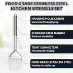 E-far Stainless Steel Kitchen Utensils Set, 39-Piece Cooking Utensils Set with Holder, Non-toxic Metal Heat Resistant Kitchen Gadgets Cookware Tool Spatula Set for Cooking, Dishwasher Safe