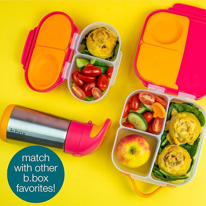 b.box Mini Lunch Box (2-pack), Bento Box for Kids Snack Container with 2 Leak-Proof Compartments, Reusable Snack Containers with Lids, BPA Free Kids Lunch Box, 4 1/4 Cup (Emerald Forest+Ocean Breeze)