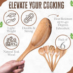 INTAJ Wooden Spoon Set for Cooking & Serving – 6-Piece Eco-Friendly Kitchen Utensils – Handmade Acacia Wood Spoons for Serving, Gifting & Daily Use – Non-Toxic, Sustainable Cookware Essentials