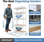 HOMEDANT 5 Tier Laminated White Boltless Metal Shelving Unit Adjustable Garage Storage Utility Rack Heavy Duty Shelves Organization Shelf Warehouse Pantry 28" W x 12.3" D x 59.5" H 10Pack