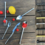 Glam Forged 20-Piece Silverware Set, 18/10 Stainless Steel Flatware, Unique Hammered Flatware Service for 4, Cutlery Set for Home Kitchen Hotel Restaurant Wedding Housewarming