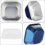 30PCS 7.8OZ Mini Cake Pans with Lids - Individual Cupcake Containers for Birthday Party, Navy Blue