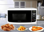 Farberware Countertop Microwave Oven 700 Watts Power Auto Cook Settings, Defrost, Easy Clean and Child Safety Lock, 0.7 Cu. Ft, White