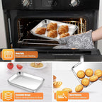 Homikit 1 Pack Baking Sheet, 9 x 7 Inches Stainless Steel Cookie Tray for Baking Cooking Toasting, Mini Metal Toaster Oven Baking Pan Non Stick, Rustproof & Mirror Finish, Dishwasher Safe
