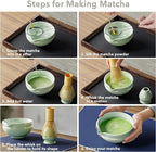 7 Pcs Matcha Whisk Set, Perfect Matcha Kit for Matcha Lovers Includes Ceramic Bowl, Bamboo Whisk, Holder, Scoop, Sifter & Cloth