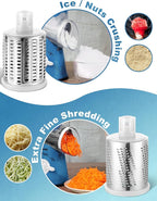 Geedel Rotary Cheese Grater Cheese Shredder - Upgraded 5-in-1 Cheese Grater with Handle and Strong Suction Base, Multi-purpose Vegetable Slicer Ice Shaver Nuts Grinder for Ice, Vegetables, Fruit, Nuts