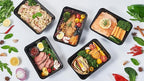 FULING 32 oz 150Pack Plastic Meal Prep Food Storage Containers with Lids Reusable 1 Compartment To Go Lunch Box Black Extra Large &Thick Microwave Freezer Dishwasher Safe BPA Free Stackable