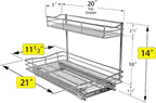 LYNK PROFESSIONAL® Pull Out Under Sink Kitchen Cabinet Organizer - 11.5 in. x 21 inch deep Drawer - Sliding Shelf Organizer for Cabinets and Undersink Storage Shelves - Lifetime Ltd. Warranty – Chrome