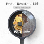 PRICUSIS Nonstick Ceramic Frying Pan with Lid, 8/10 Inch Skillet with Stay Cool Handle, Fully Coated, Induction Compatible & Oven Safe, 100% Dishwasher Safe, PTFE & PFOA Free（8 Inch, Black Sesame）