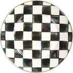 MACKENZIE-CHILDS Enamel Dinner Plate, Decorative Dinnerware Plate, 10 Inches, Set of 1, Black-and-White Courtly Check