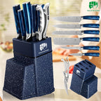 FULLHI 8pcs block Knife Set,chef's Knves Set with Block and Sharpener, Kitchen Knife Set,Multi-colour Handle, Gifts for Men Women