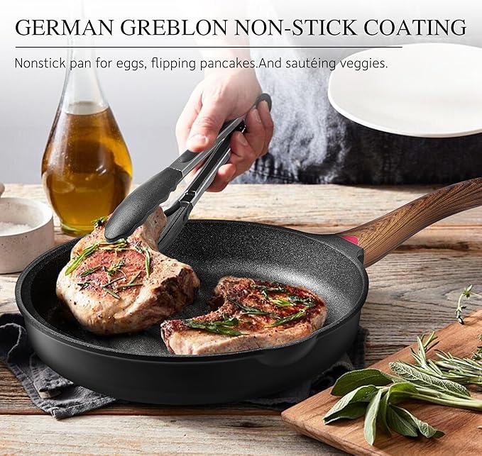 Vinchef Pots and Pans Set Non Stick, 12pcs Induction Cookware Set, Non Stick Frying Pans with Lid, Non Toxic Kitchen Cookware Sets, Pan Sets for Cooking, PFAS and PFOA Free