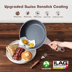 SENSARTE Nonstick Frying Pan Skillet, Swiss Granite Coating Omelette Pan, Healthy Stone Cookware Chef's Pan, PFOA Free (8/9.5/10/11/12.5 Inch) (10 Inch)