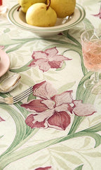 patdrea Designer Vintage Green Tablecloth for Round Table,Framhouse Linen Violets Pattern Tablecloths,Floral Table Cover Decor for Kitchen Dining Christmas,Thanksgiving,Diameter 67"-Tara a