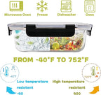kakw12 Packs Glass Food Storage Containers,Glass Meal Prep Container for Lunch,can be used in the Microwave, Oven, Freezer and Dishwasher,with Upgraded Snap Locking Lids. (12 Packs)