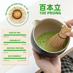 TEANAGOO Matcha Whisk Set Black,7 Pcs Matcha Set,Matcha Kit for Ceremony,Tradition Tea Set for Making Breakfast/Latte,Matcha Whisk Set with Bowl(Chawan)/Whisk and Holder,Gift for Family/Friend