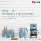 Haden Brighton Coffee Machine, 12 Cup Programmable Drip Coffee Maker with Auto Shut-Off Function and Reusable Washable Water Filter, Sky Blue & Chrome