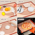 Sapid Extra Thick Silicone Pastry Mat Non-slip with Measurements for Non-stick Silicone Baking Mat Large, Dough Rolling, Pie Crust, Cookies, Kneading Mats, Countertop, Placement Mats (16" x 24", Red)