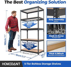HOMEDANT 5 Tier Laminated Boltless Metal Shelving Unit Adjustable Garage Storage Utility Rack Heavy Duty Shelves Organization Shelf Warehouse Pantry Shed 35.9" W x 18.2" D x 71.3" H 10Pack
