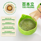 TEANAGOO 7-PCS Green Matcha Whisk Set with Cherry Blossom Design, Complete Ceremony Kit, Ceramic Chawan Bowl with Spout, Whisk & Accessories, Traditional Matcha Tea Set for Lattes& Gift Giving