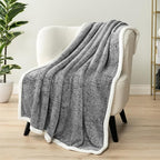 PAVILIA Melange Dark Gray Sherpa Blanket Throw for Couch, Warm Soft Cozy Reversible Blanket Sofa Bed, Thick Plush Large Fleece Car Blanket, Decorative Home Room Decor Gifts Men Women, 50x60 Dark Grey