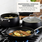 All-Clad HA1 Hard Anodized Nonstick Fry Pan Set – 3-Piece Cookware, 8", 10", 12" Skillets with Lid, Induction Compatible, Oven Safe to 500°F, Lid Safe to 350°F, Black
