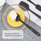 Elihome Chef Series 3 Piece Silicone Spatula Set - 600°F Heat Resistant Non Stick Rubber Kitchen Scraper Spatulas for Cooking, Baking, and Mixing – BPA Free and LFGB Certified Silicone (Grey)
