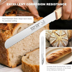 2-Pack Bread Knife & Bread Lame Set: 10" Premium Stainless Steel Serrated Knives Blade with Wood Handle for Homemade Bread, Sourdough Tomato, Bagel + Dough Scoring Tool for Razor Sharp Carving