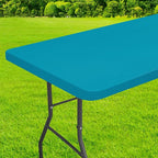 homing Rectangle Table Cloth Cover, Waterproof Polyester Elastic Fitted Tablecloth, Fits for 6 Foot Folding Tables, Washable Table Protector for Picnic, Camping, Outdoor (Teal, 30" x 72")