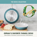 GreenPan Nova 8” & 10” 2 Piece Frying Pan Skillet Set, Oprah’s Favorite Things 2024, Induction Suitable PFAS-Free Nontoxic Ceramic Nonstick, Dishwasher & Oven Safe, Quick Even Heating, Deep Teal