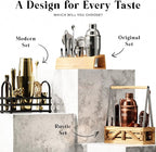 BARE BARREL® Mixology Bartender Kit Bar Set | 14-Piece Cocktail Shaker Set | Martini Barware Mixing Tools for Home Bartending | Incl. 35 Recipe Cards | Gift Set (24oz Cobbler Shaker, Silver/Black)