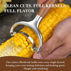 KULUNER Durable Stainless Steel Corn Peeler with Polished Wood Handle Corn on the Cob Stripper Kernel Remover Easy Use Corn Kernel Cutter Kitchen Gadget（Burma Teak）