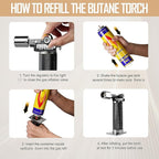 RAVS Refillable Butane Torch, Professional Kitchen Torch Lighter for Creme Brulee, Cooking Torch Gun with Adjustment Flame for Men, Blow Torch for Cooking - No Butane Fuel, Unique Gifts for Dad