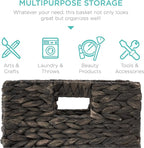 Best Choice Products 10.5x10.5in Pack of 5 Cube Storage Baskets, Water Hyacinth Multipurpose Collapsible Organizers, Handwoven Laundry Totes for Laundry, Living Room, Kids Room & Nursery - Black