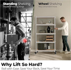 HOMEDANT House White 5-Tier Metal Rolling Cart Shelf Rack Casters Heavy Duty Wheel Shelving Unit Adjustable Utility Storage Shelves Organizer Shelf Kitchen Garage 36.2" W x 16.5" D x 69.5" H 4Pack