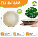 Raj Disposable Palm Leaf Bulk Bowls (400 Count, 4" Bowls) Strong Bowl Like Bamboo Party Bowl - Decorative Compostable Tableware for Lunch, Dinner, Birthday, Camping, Outdoor, BBQ, Picnic
