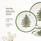 Spode Christmas Tree 5-Piece Place Setting - Festive Earthenware Tableware with Plates, Teacups, Saucers - Microwave, Dishwasher Safe - Christmas Dinnerware & Holiday Tableware