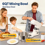 VIVOHOME Stand Mixer with Fermentation, One-Touch Presets Electric Dough Mixer with 6 Qt Bowl, Kitchen Standing Mixer for Baking, Cake with Flex Edge Beater, Bread Hook, Whisk, White