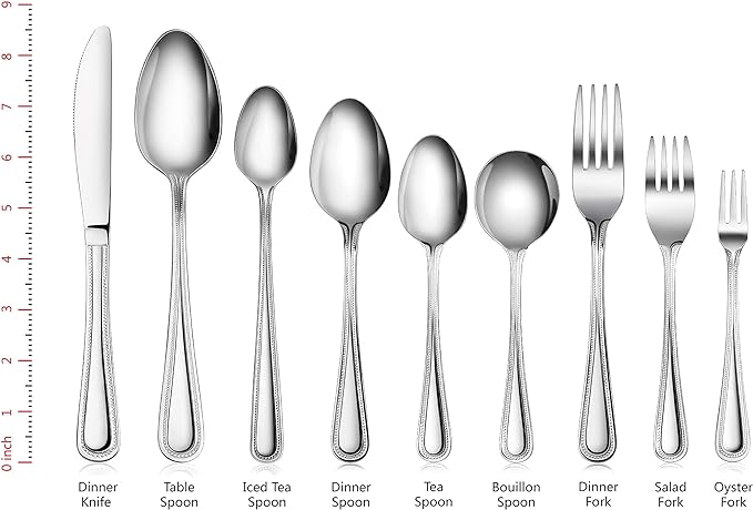 New Star Foodservice 1029734 Bead Pattern, 18/0 Stainless Steel, Salad Fork, 6.6-Inch Set of 12