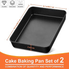 Herogo Deep Baking Pan Set of 2, 8 X 10.5 Inch Non-Stick Sheet Cake Pan for Oven, Rectangle Stainless Steel Lasagna Brownies Casseroles Cakes Bakeware, Oven Safe