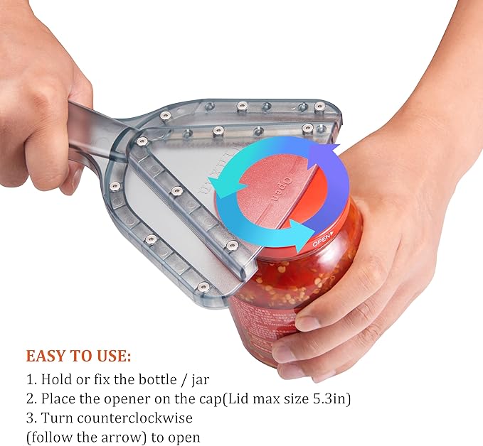 Jar Opener for Weak Hand & Seniors with Arthritis,Easy Twist Off Bottle Caps,Patent | Unique Kitchen Gadgets, Christmas Gifts for Elderly/Women/Men (Blue)