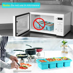 Silicone Freezer Tray With Lid - Silicone Freezer Food Molds- Large Ice Cube Tray,Silicone Freezer Container,Freeze & Store Soup, Sauce, Broth,Leftovers - Makes 4 Perfect 1 Cup
