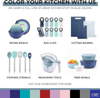 COOK WITH COLOR Stainless Steel Silicone Tipped Kitchen & BBQ Tongs Set, 2 Pc Mini Tongs, Blue