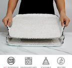 TP Serving Trays with Handles, 19 Inche Large Rectangular Melamine Serving Platter Set of 2, Rustic White