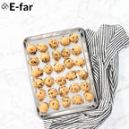 E-far Cookie Sheets Set of 4, 18”x13” Stainless Steel Baking Sheet Pans for Oven, Large Non Toxic Metal Baking Tray for Baking Roasting, Healthy & Rust Free, Mirror Finish & Dishwasher Safe